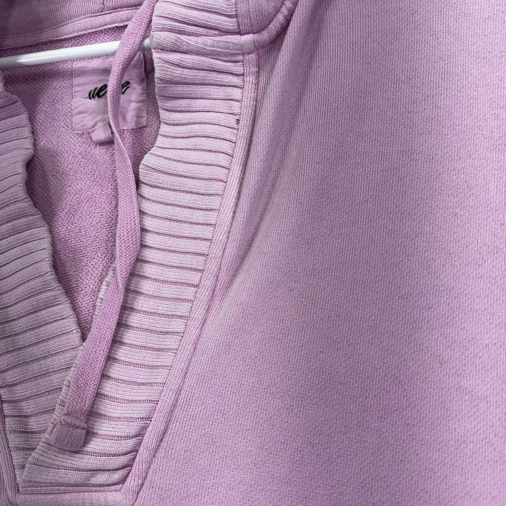 Aerie Hoodie Womens Medium Pink Pullover V Neck Kangaroo Pocket Casual City - Picture 9 of 13